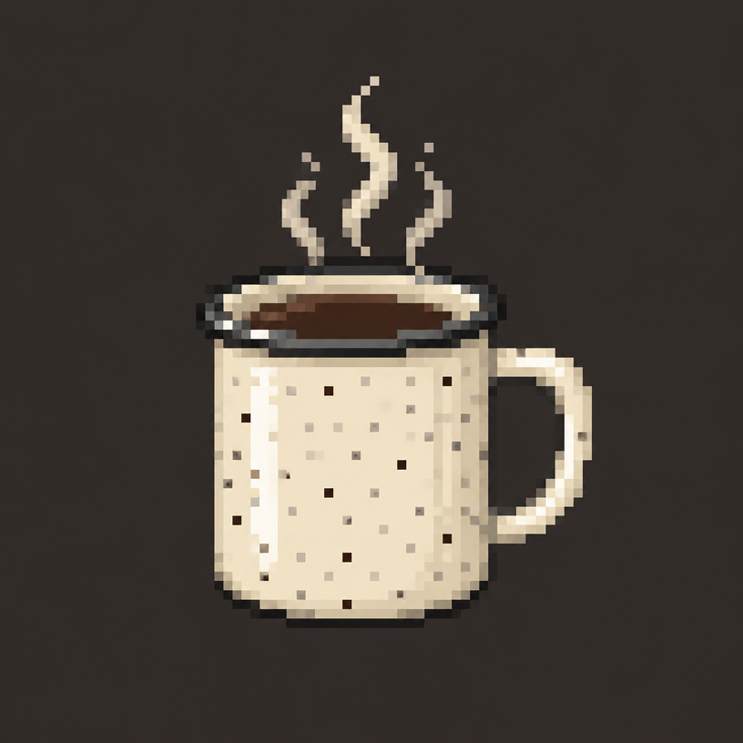 Enamel Camp Mug pixel artwork